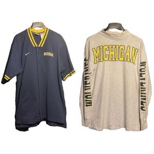 Nike Michigan Wolverines NCAA Warm Up + Turtle Neck Shirt Size XL (Lot Of 2)